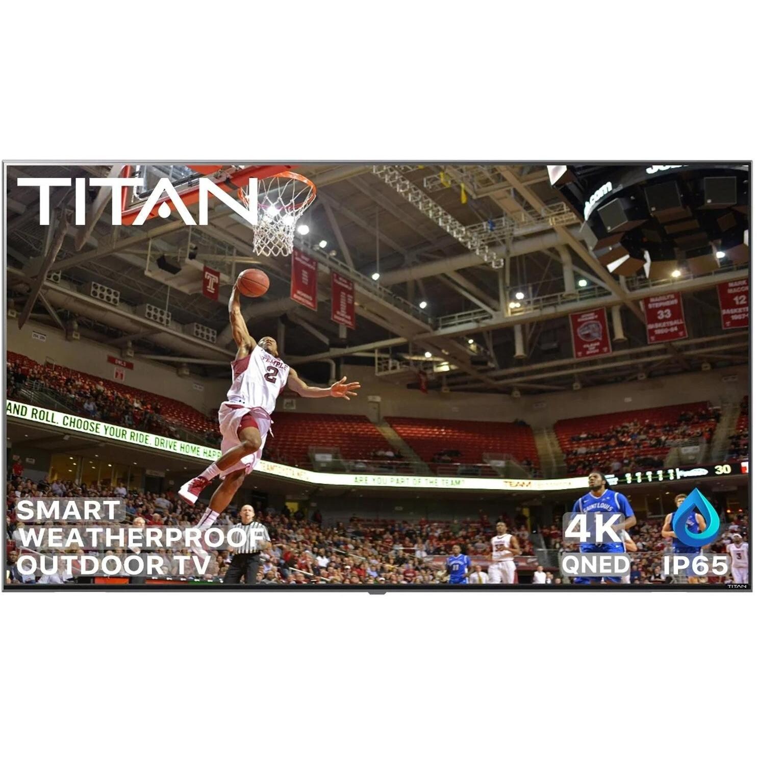 Titan BQG-L100-QNED-065-010 L100 Series 65 Inch Partial Sun 4K QNED Mini LED Smart Outdoor TV W/ Edge Lit Panel & Built-In Alexa - Screen - White Background thumbnail