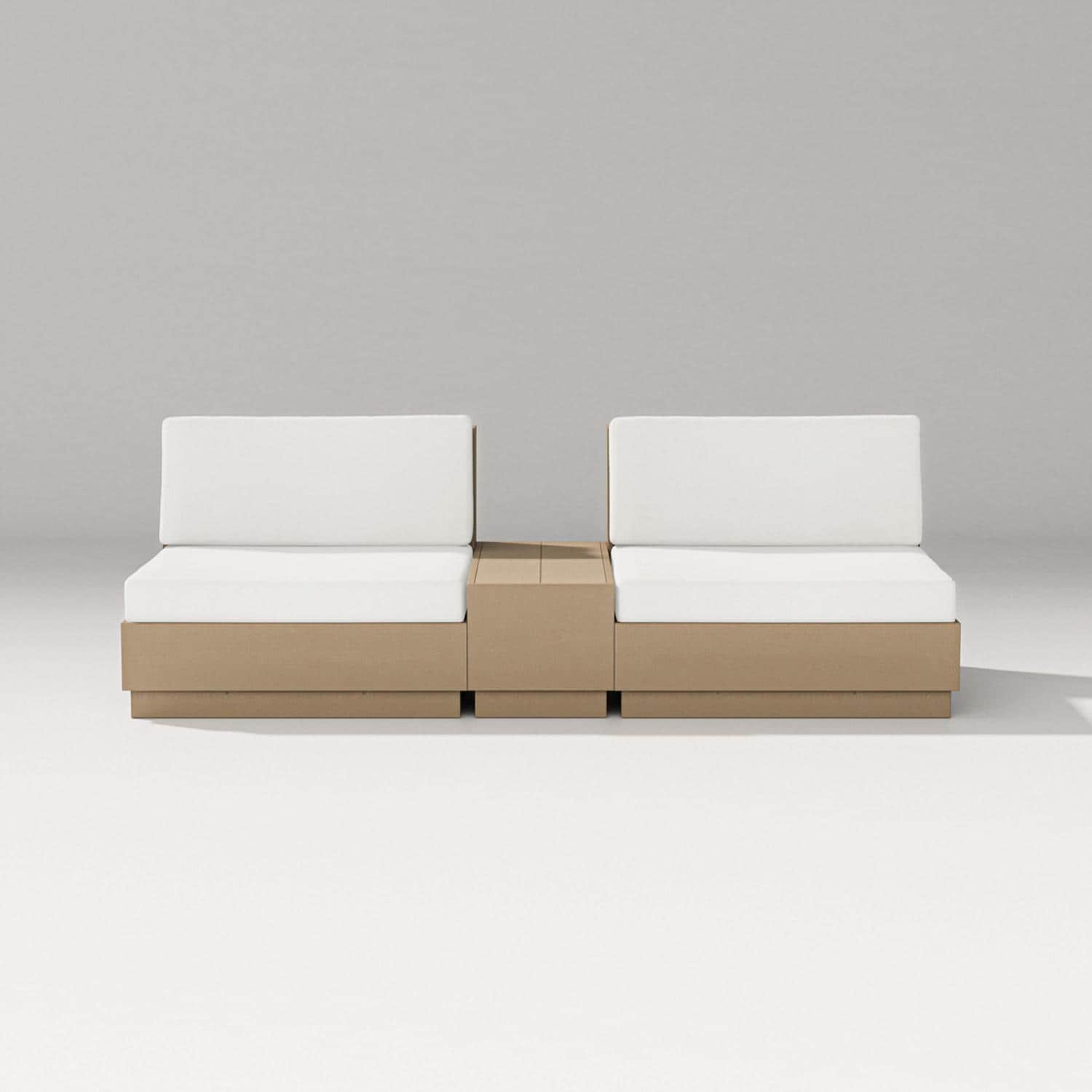 Elevate 3 Pc Recycled Plastic Club Chair Seating Set in Vintage Sahara /Natural Linen By PW Designer Series