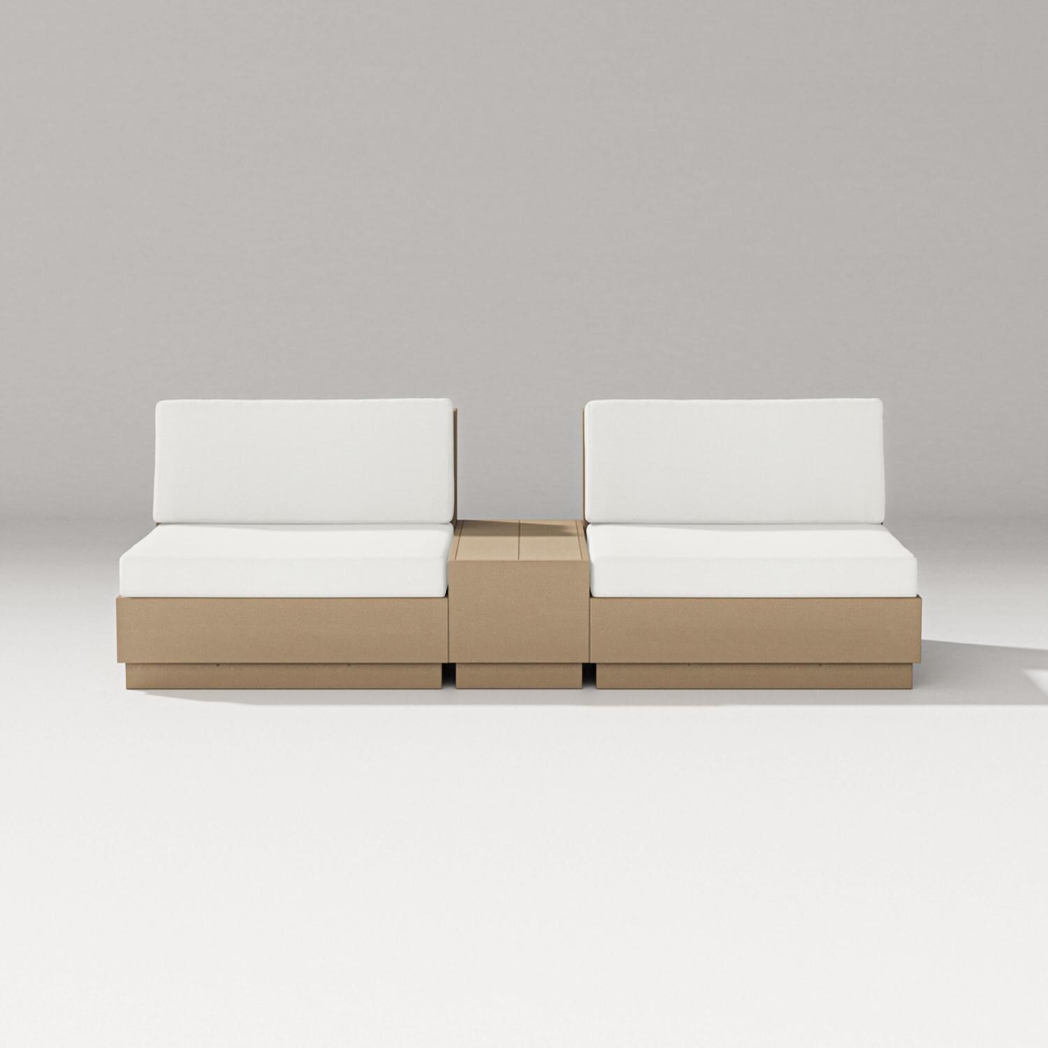 PW Designer Series Elevate 3 Pc Recycled Plastic Club Chair Seating Set in Vintage Sahara /Natural Linen - Set - White Background thumbnail