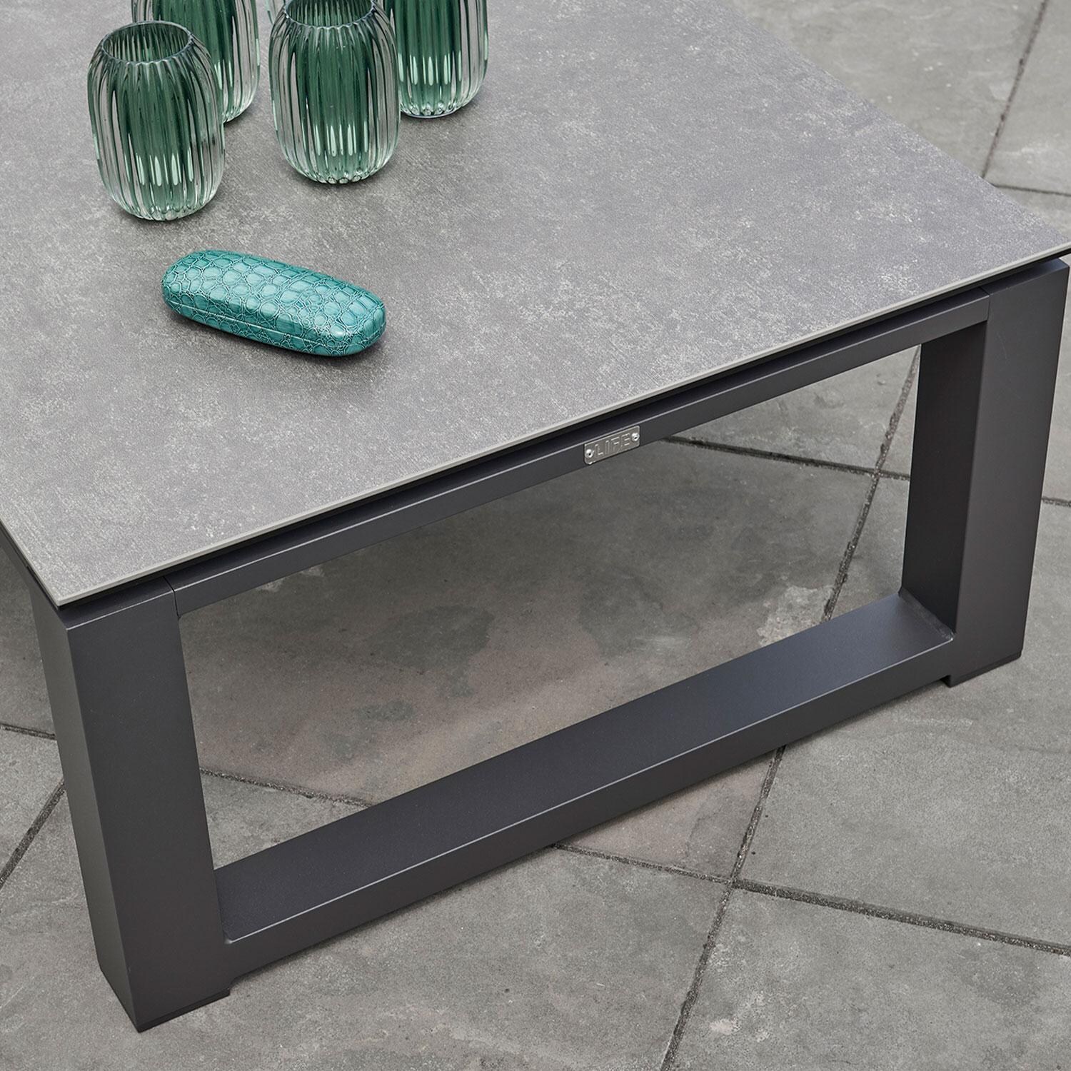 Boston Select 4 Pc Aluminum Reclining Lounge Set By KETTLER - Concrete Look - Coffee Table Top - Detail thumbnail