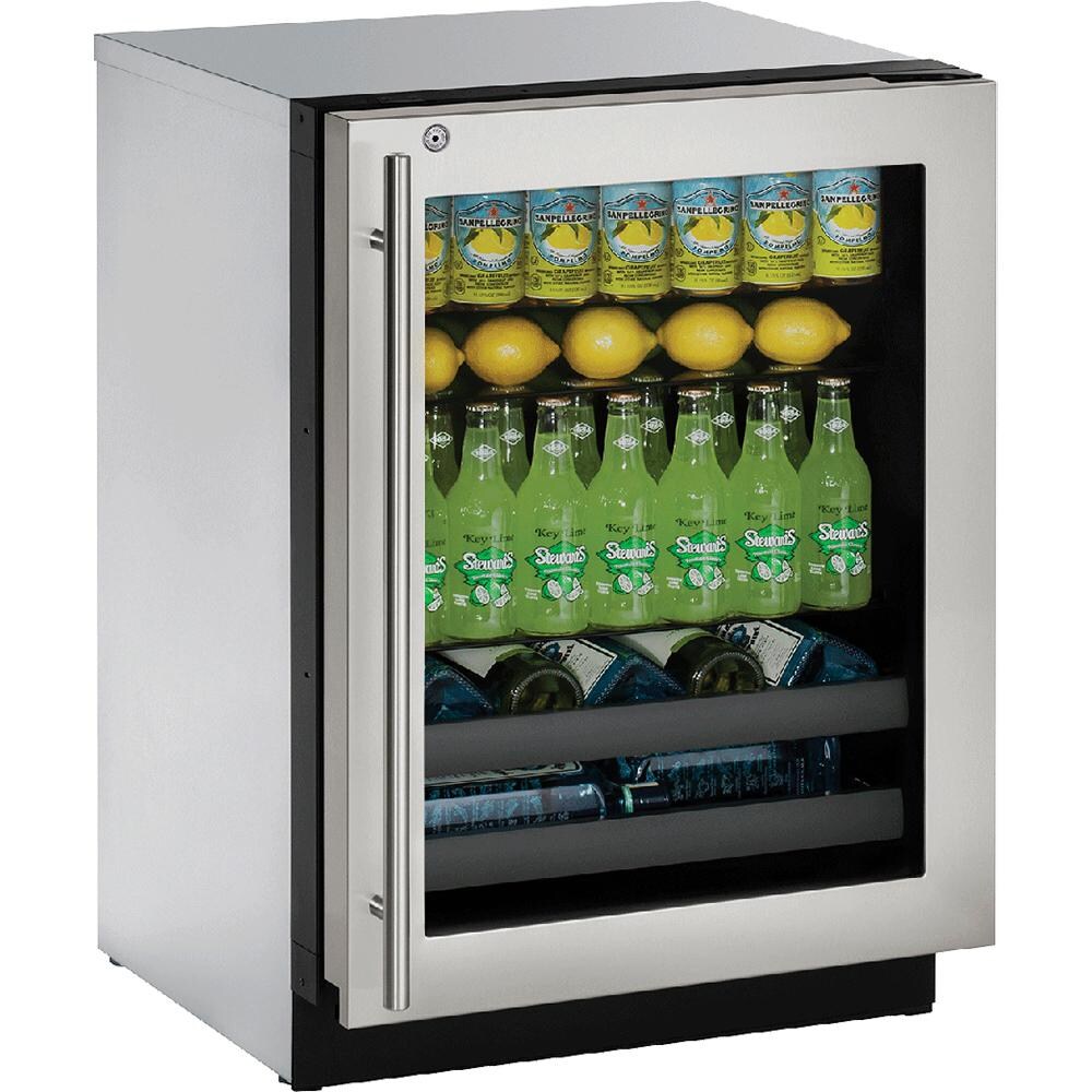 U-Line 3000 Series 24-Inch 4.9 Cu. Ft. Right Hinge Beverage Center With Lock - Stainless Steel - U-3024BEVS-13B