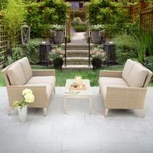 Lafitte 3 Piece Wicker Patio Conversation Set W/ Sunbrella Canvas Taupe Cushions By Lakeview Outdoor Designs