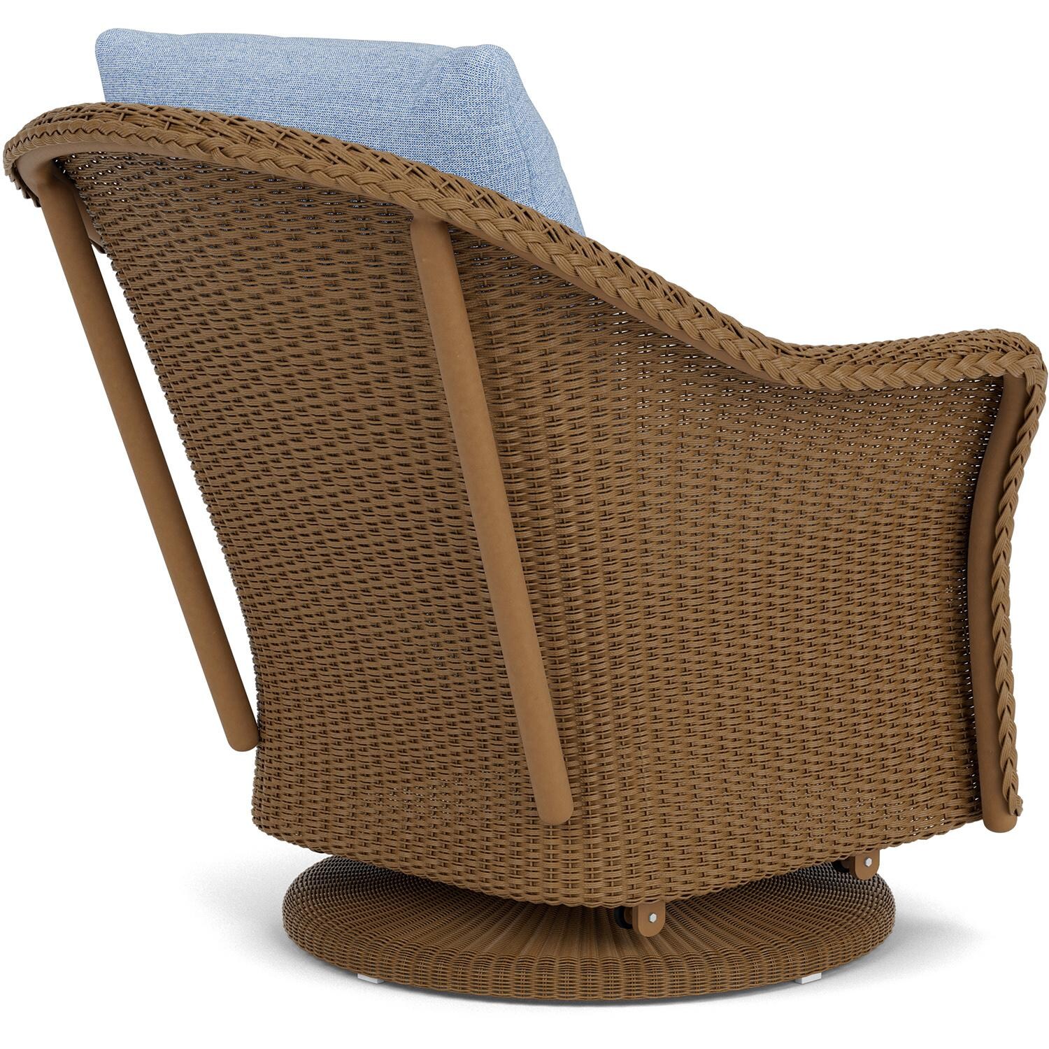 Lloyd Flanders Weekend Retreat Swivel Glider Lounge Chair in Hickory Finish W/ Demo Skyway Fabric - Back Right thumbnail