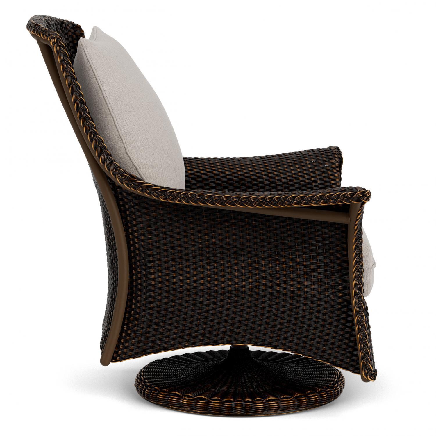 Lloyd Flanders Mandalay Swivel Rocker Lounge Chair in Mink Finish with Remy Cloud fabric - Side thumbnail