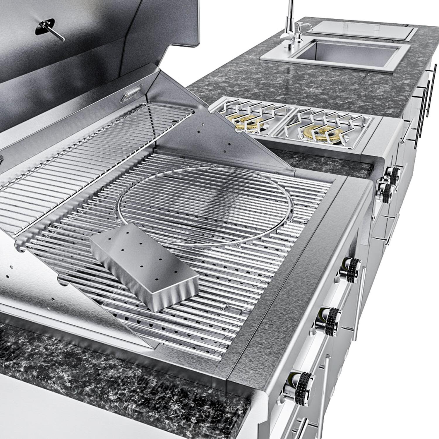 Sunstone Grills SCPMAGNOLIA10-LP Magnolia 10 Ft Outdoor Kitchen Island w/ Propane Grill & Side Burner, Sink, Door & Drawer - Grill - Detail thumbnail