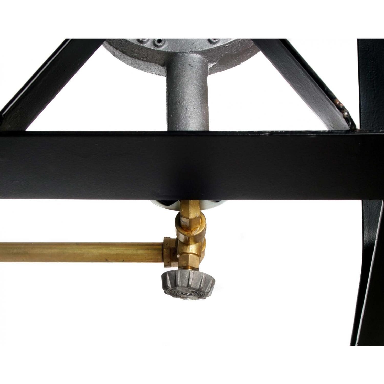 Cajun Cookware 3-Burner Propane Gas Stove With Shelves - Close Up 2 thumbnail