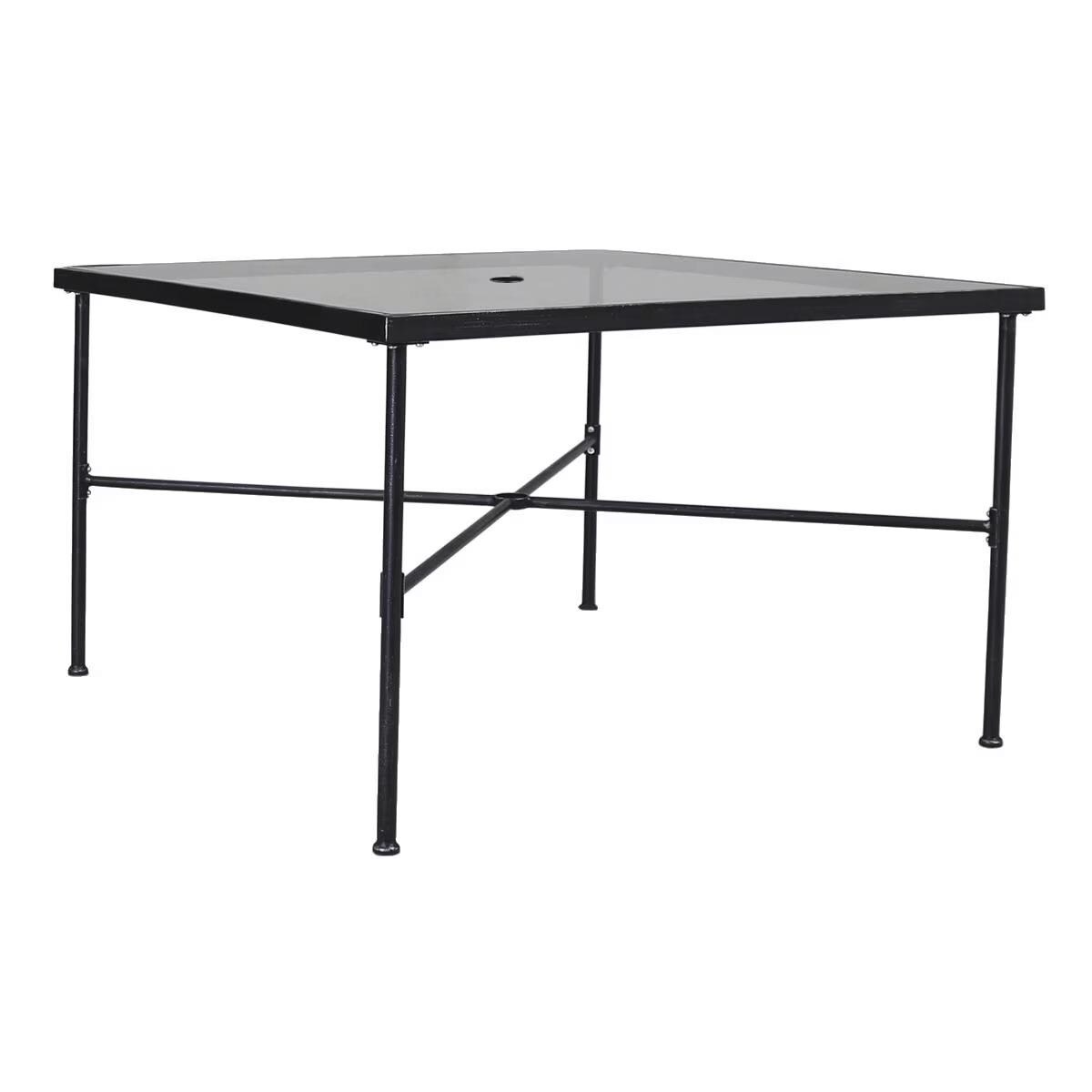 Provence 44 Inch Square Wrought Iron Dining Table With Glass Top By Sunset West - White Background thumbnail