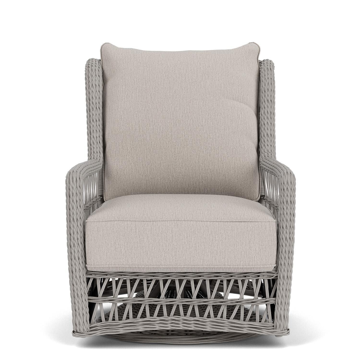 Lloyd Flanders Mackinac High Back Swivel Glider Lounge Chair in Putty Finish with Remy Cloud Fabric thumbnail