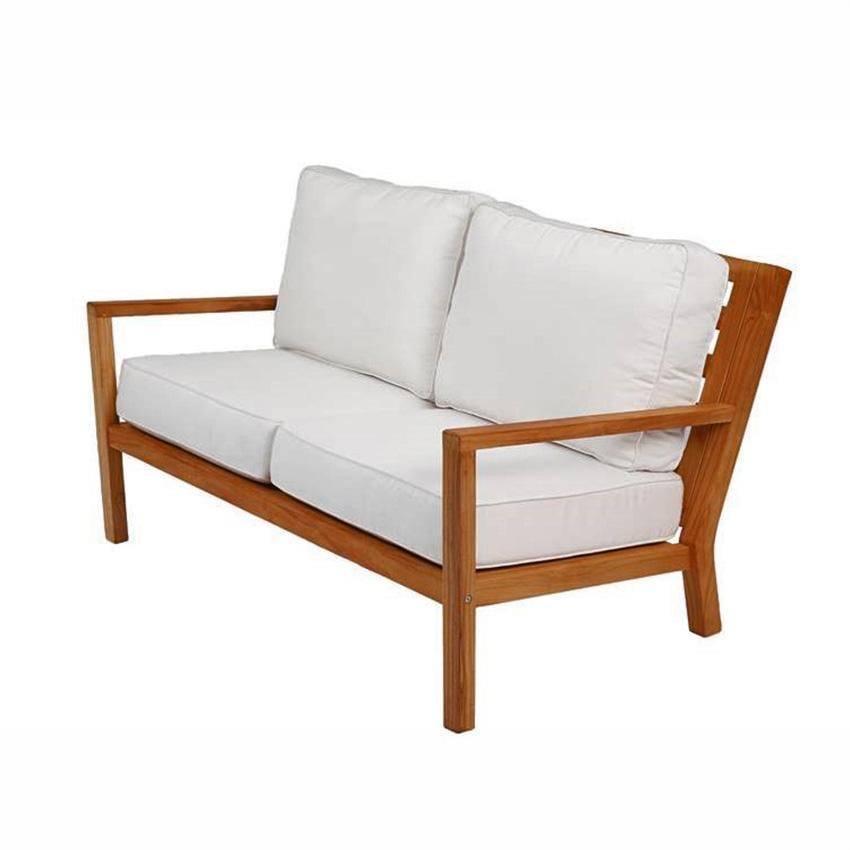 Coastal 2 Person Teak Loveseat w/ Sunbrella Cushions in Canvas Natural by Royal Teak Collection