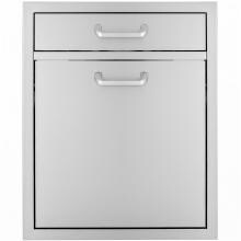 BBQGuys Kingston Series 20-Inch Single Drawer & Roll-Out Stainless Steel Trash / Recycling Bin Combo