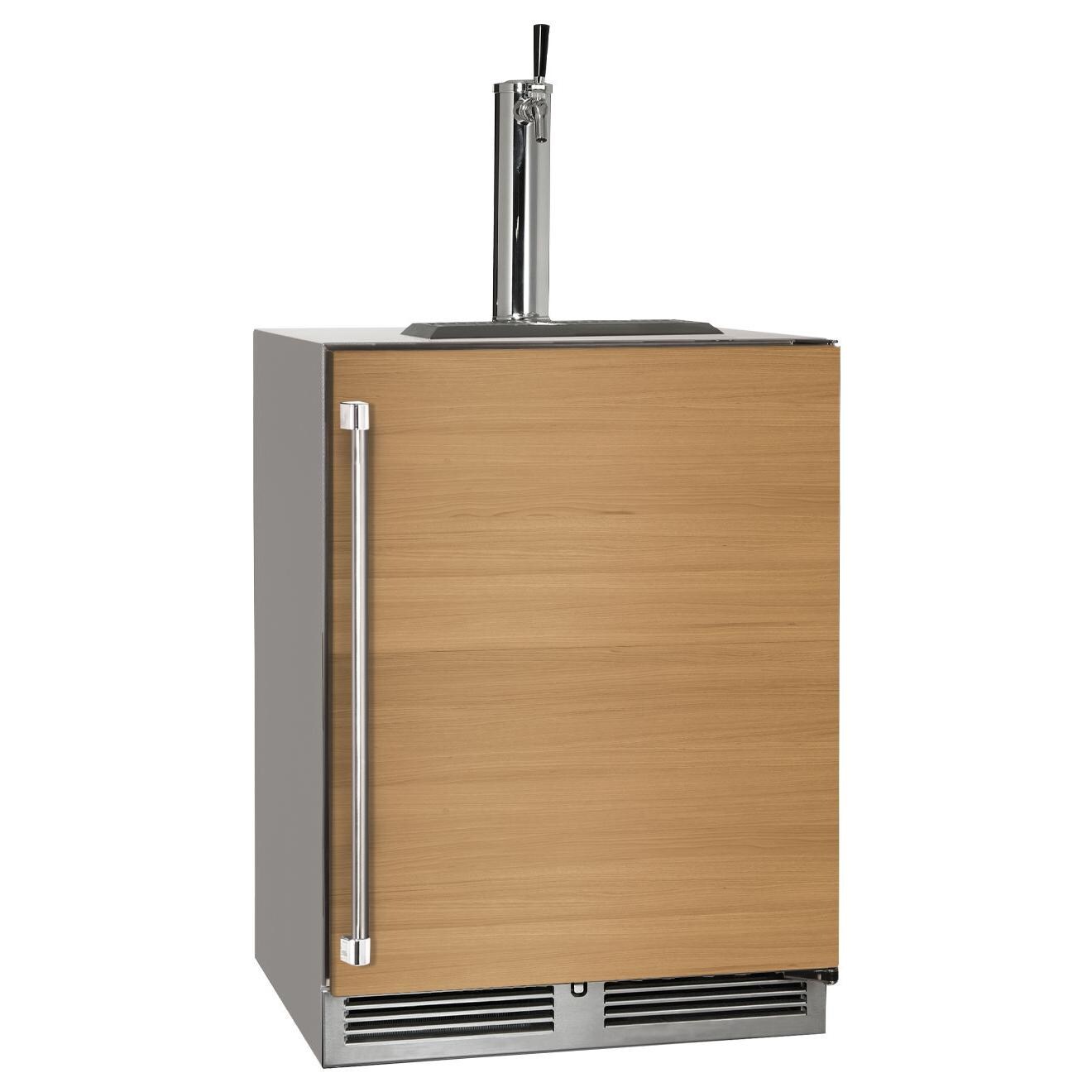 Perlick HC24TO-4-2R-1 24-Inch C-Series Single Tap Stainless Steel Panel Ready Outdoor Beverage Dispenser - Right Hinged - Custom Light Wood Panel thumbnail