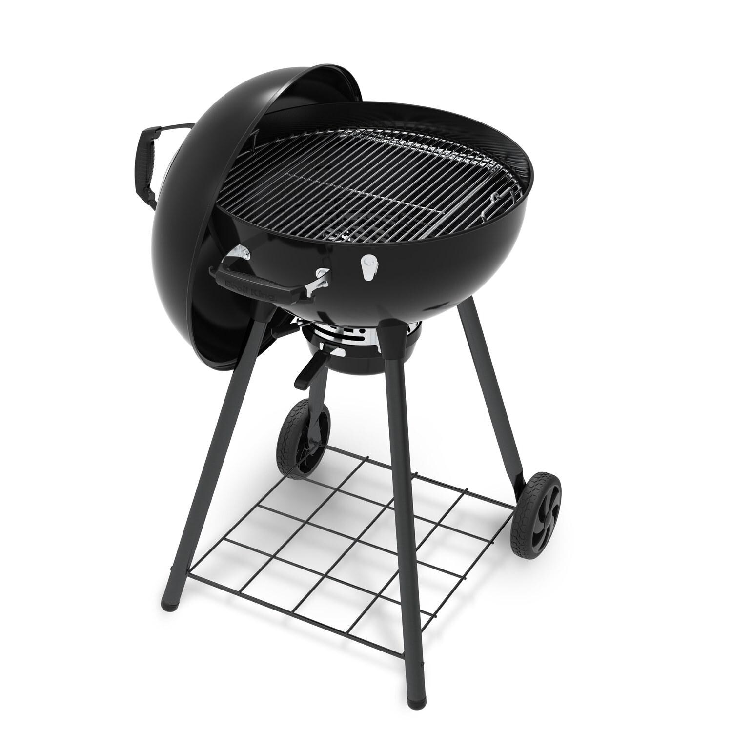 Broil King 401110B Kettle 22 1/2-in Crown Charcoal Grill - Black - Lid Open - White Background thumbnail