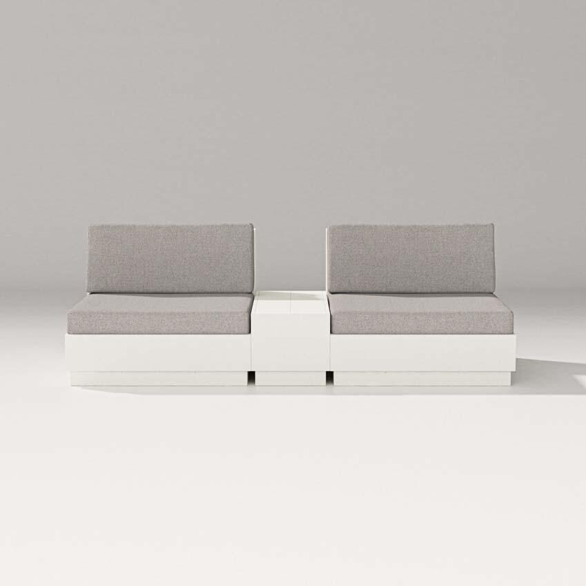 Elevate 3 Pc Recycled Plastic Club Chair Seating Set in Vintage White /Weathered Tweed By PW Designer Series