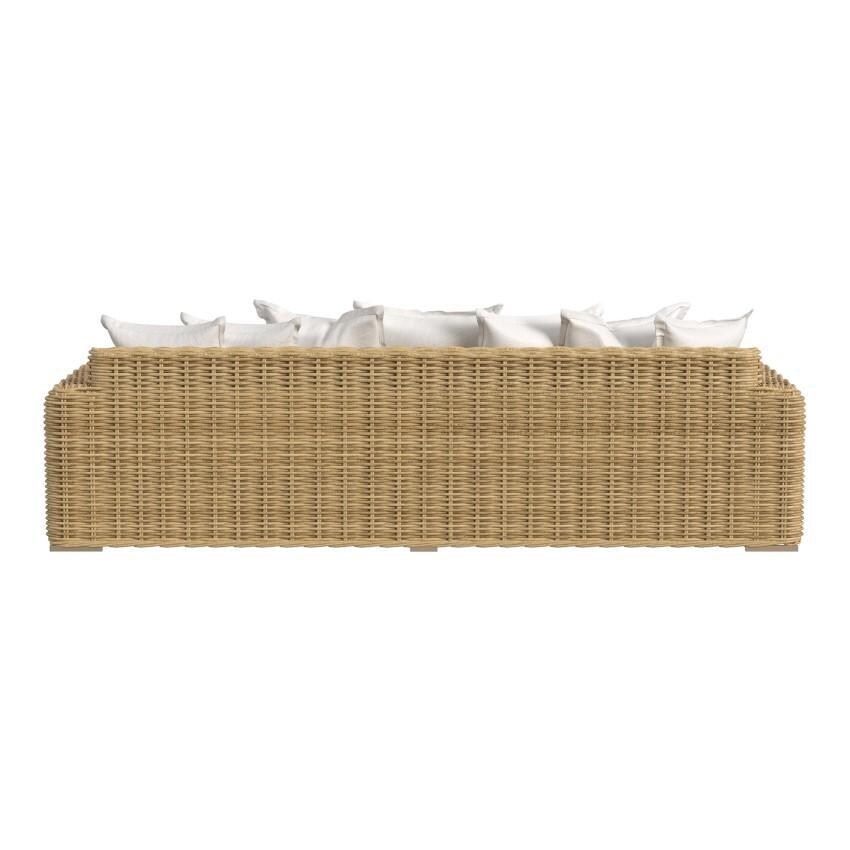 Playa 3 Person Resin Wicker Sofa in Medium Wood/Soothe Pearl by Sunset West - Rear - White Background thumbnail