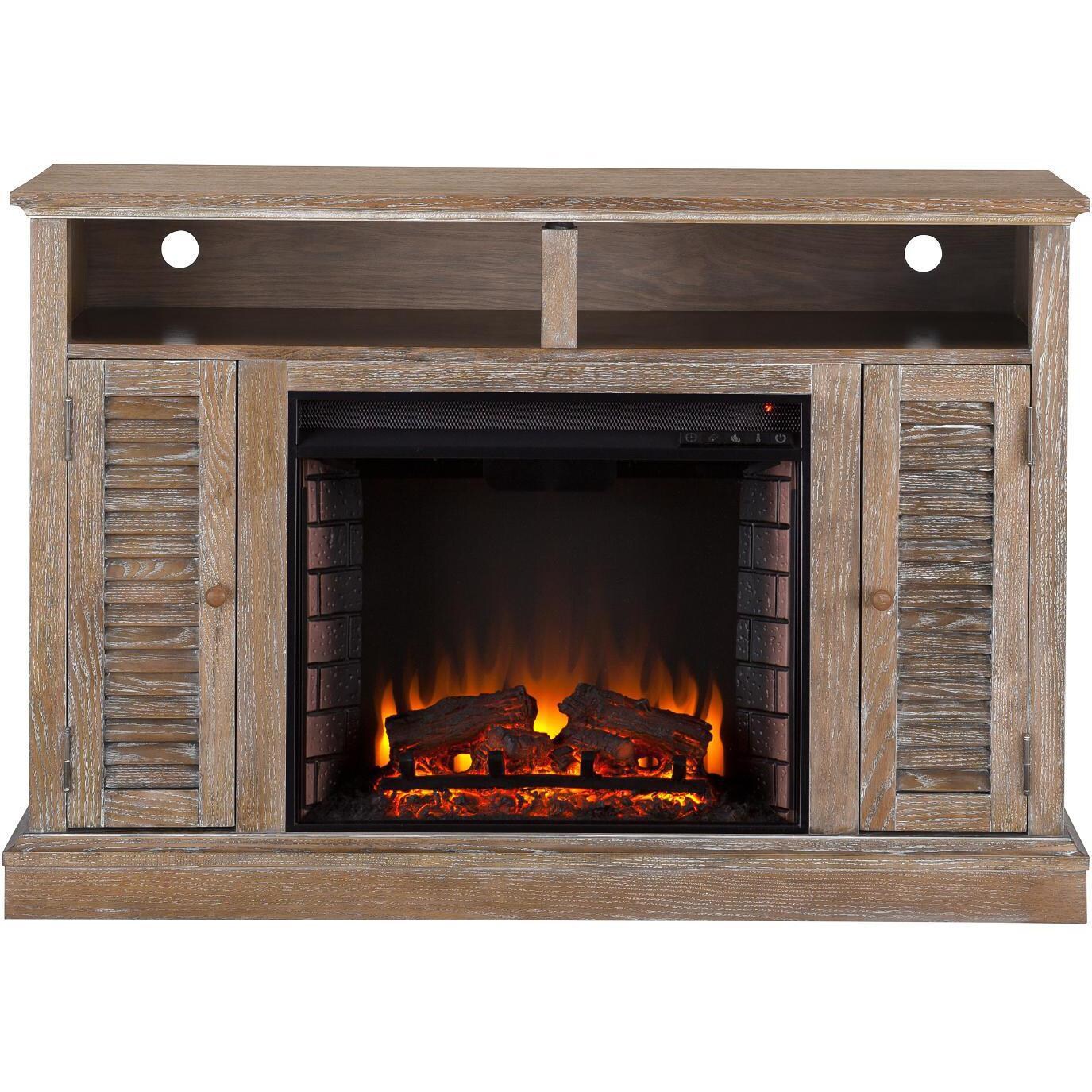 Southern Enterprises Antebellum 48-Inch Electric Fireplace Media Console - Burnt Oak - FE9335 - Front View thumbnail