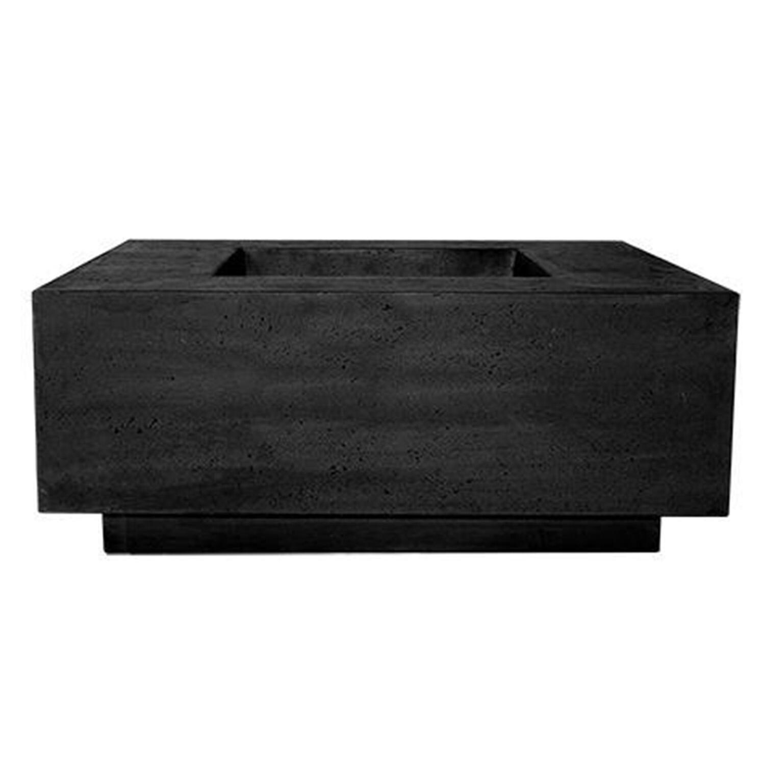 Tavola 42 Inch Square Glass Fiber Reinforced Concrete Natural Gas Fire Pit Table in Ebony by Prism Hardscapes - White Background thumbnail