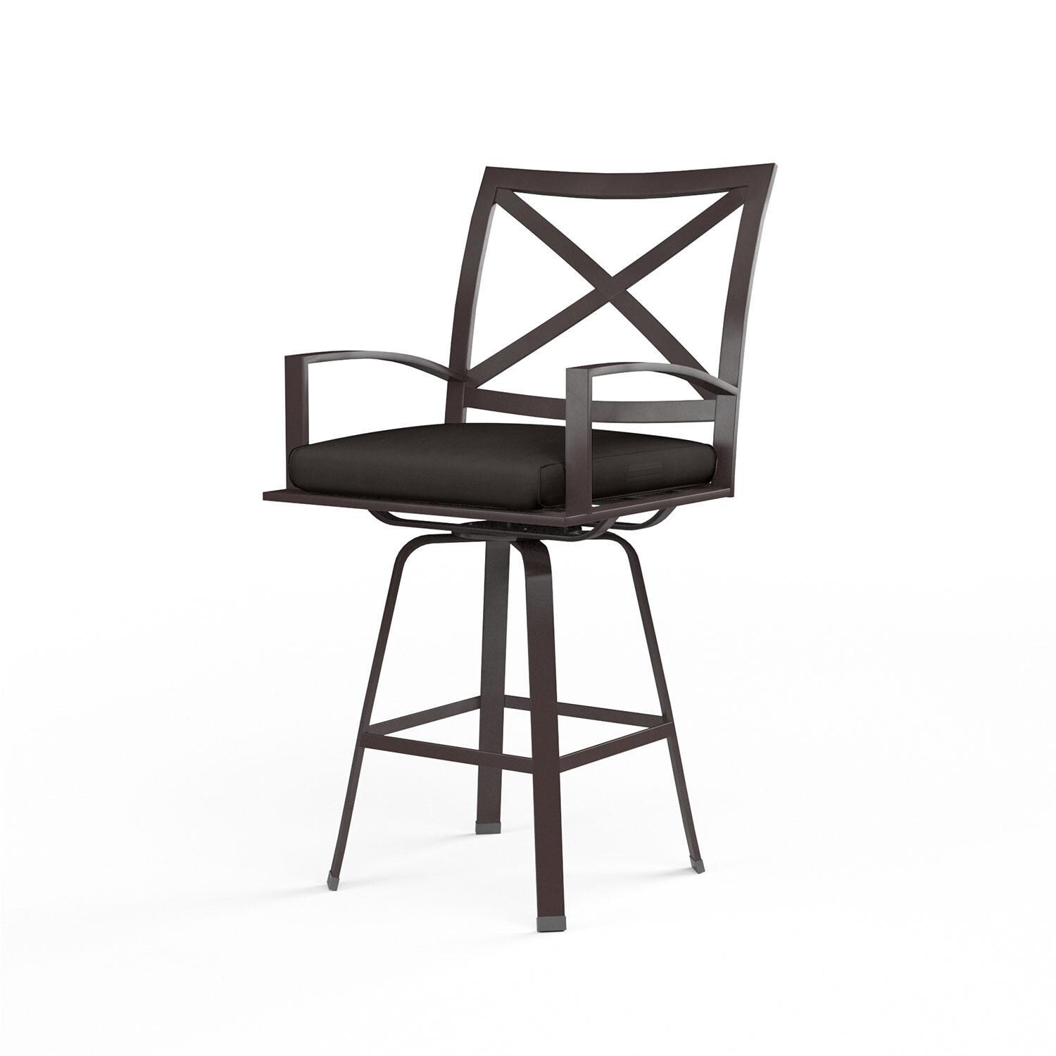 La Jolla Aluminum Patio Swivel Counter Stool in Spectrum Carbon w/ Self Welt By Sunset West