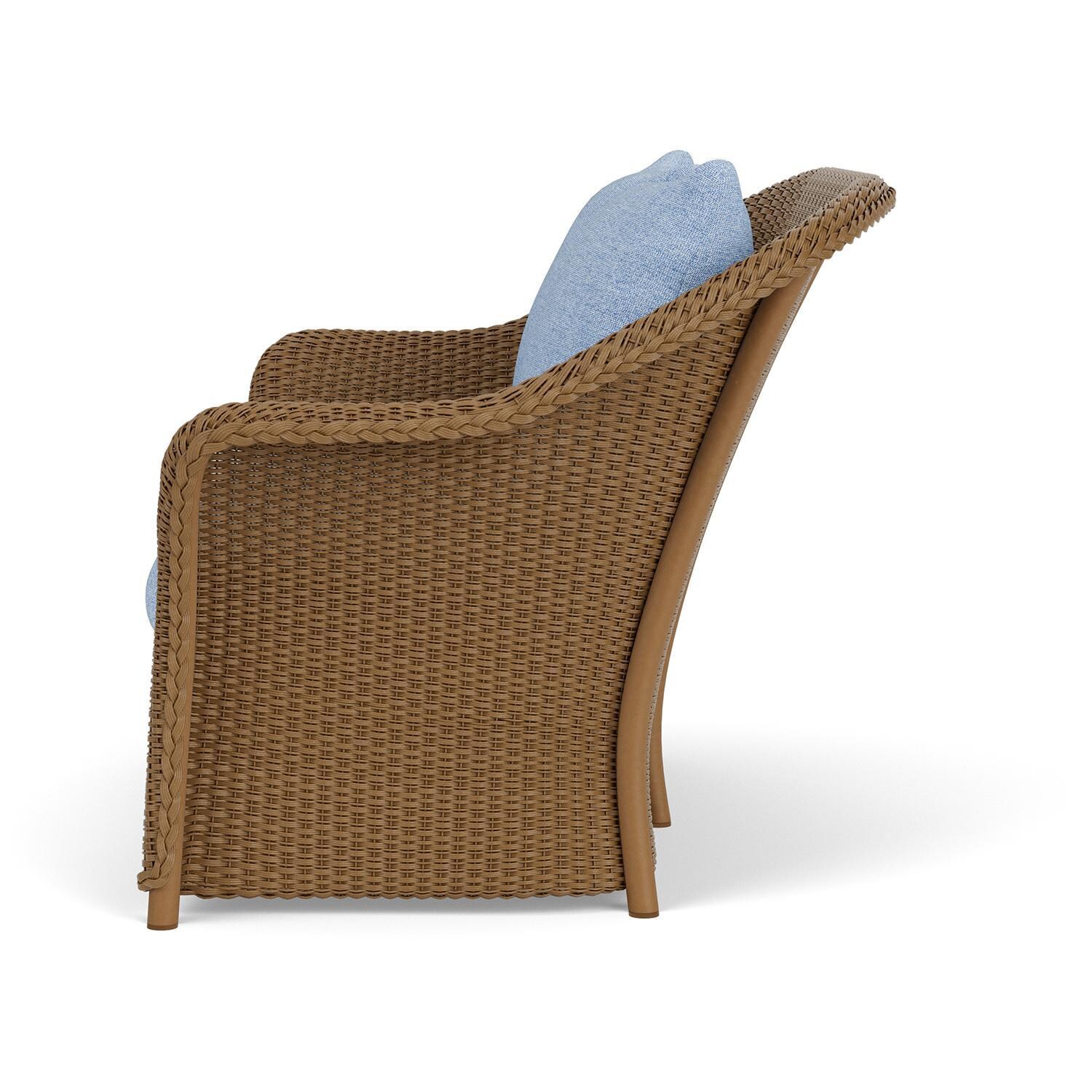 Lloyd Flanders Weekend Retreat Loveseat in Hickory Finish W/ Demo Skyway Fabric - Side thumbnail