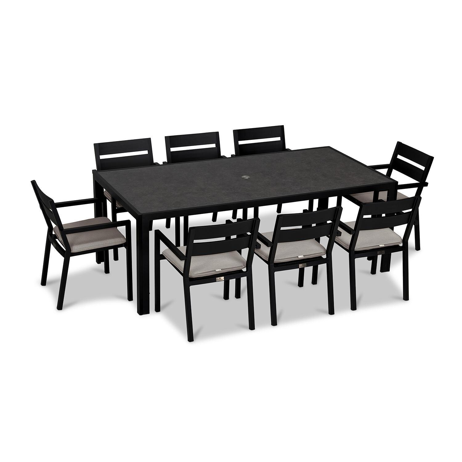 Calm Bay 9 Pc Rectangular Dining Set in Black/Cast Silver by Lakeview - White Background thumbnail