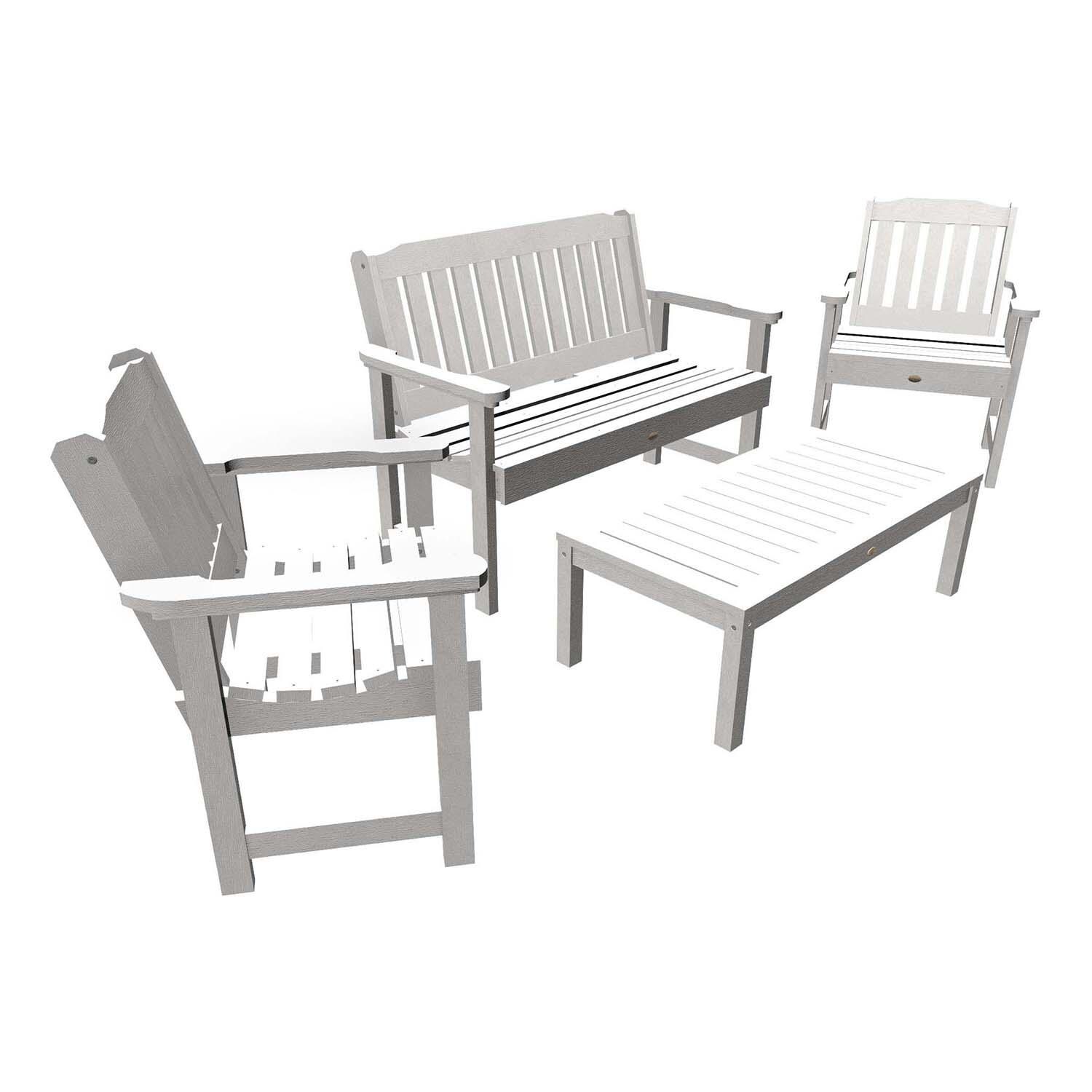 Hart Lane 4 Pc Set Polyresin Seating Set in White By Lakeview Outdoor Designs - White Background thumbnail