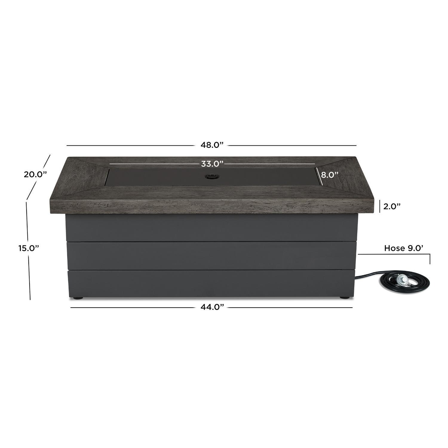 Lakeview Outdoor Designs SC-1680LP-GRY Bocage 48-Inch Rectangle Propane Gas Fire Table - Dimensions thumbnail