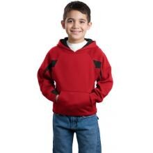 Sport-Tek Youth Color-Spliced Hooded Pullover Sweatshirt Medium - Red/Black image