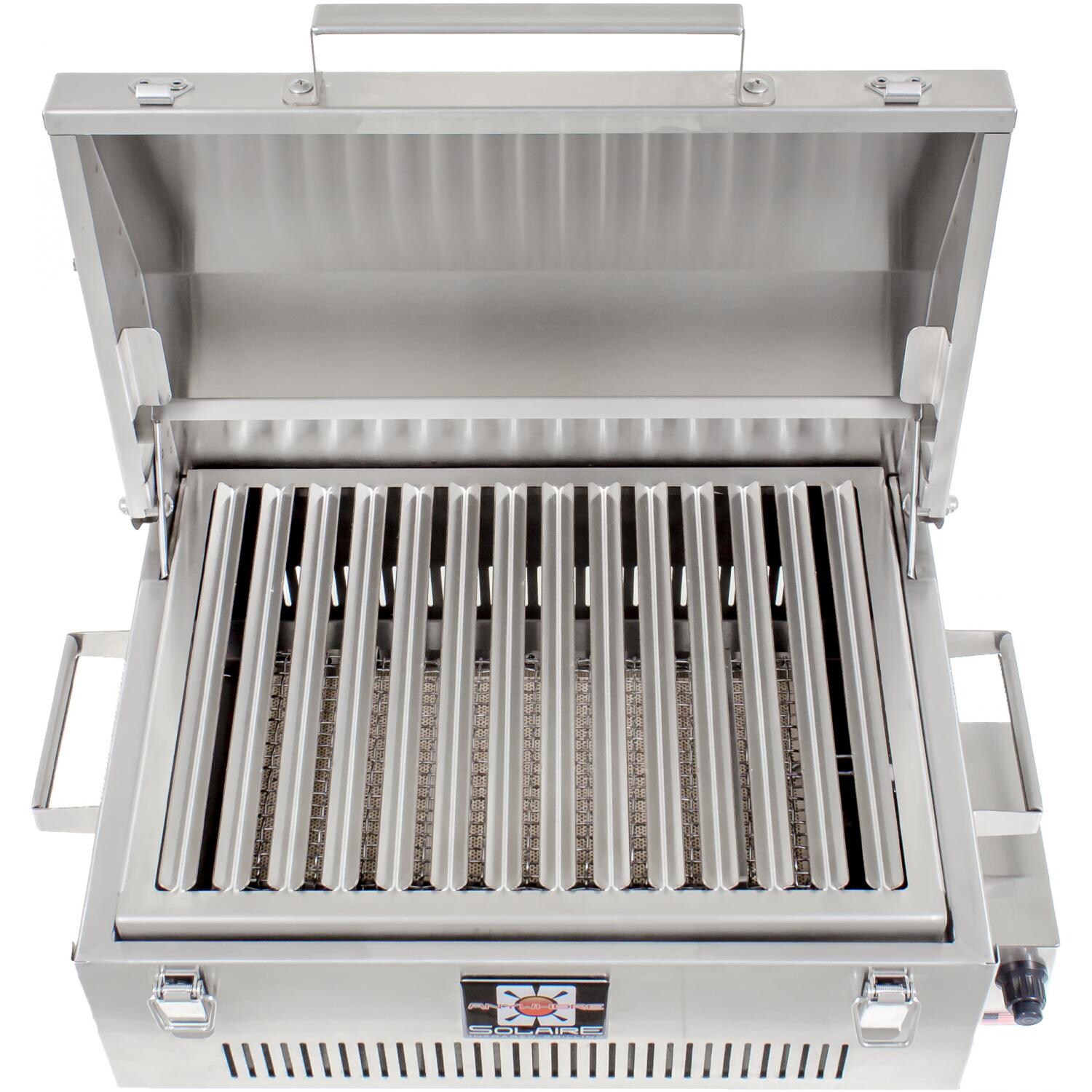 Solaire Gas Grills Go Anywhere 316 Grade Stainless Steel Portable Infrared Propane Gas Grill - Hood Open Top View