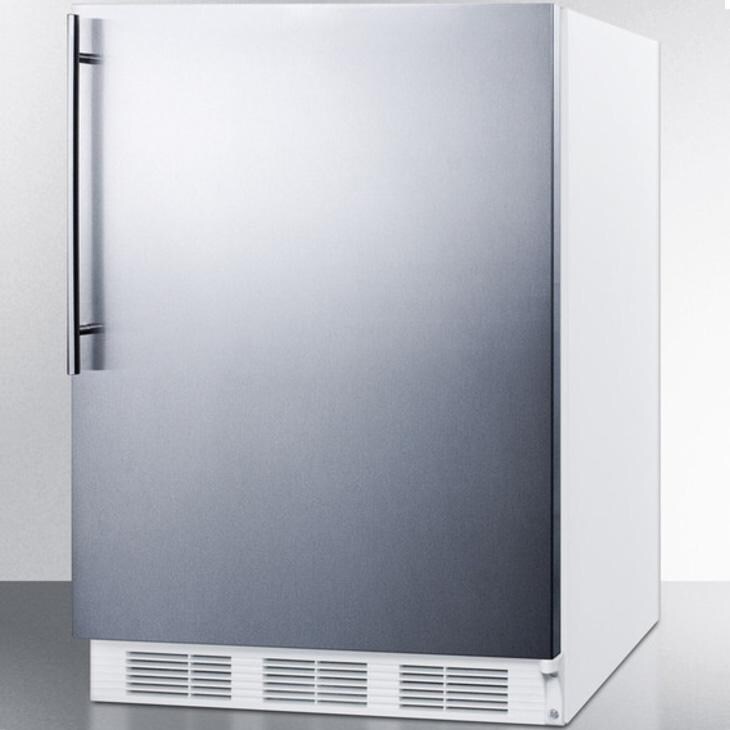 Summit 24-Inch 5.1 Cu. Ft. ADA Compliant Refrigerator / Freezer With Professional Handle - Stainless Steel / White Cabinet - CT661BISSHVADA