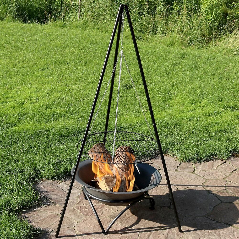 Ultimate Patio 22-Inch Tripod Grilling Set w/ Cooking Grate - Hanging Over the Fire thumbnail