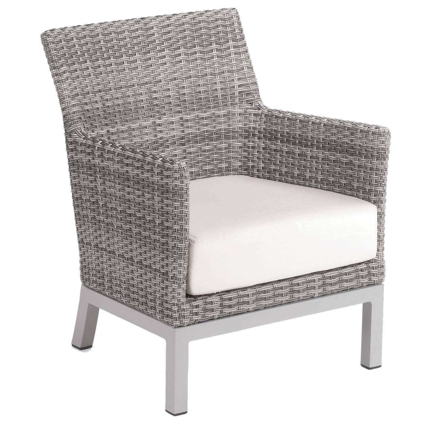 Argento Wicker Patio Club Chair W/ Eggshell White Cushion By Oxford Garden image