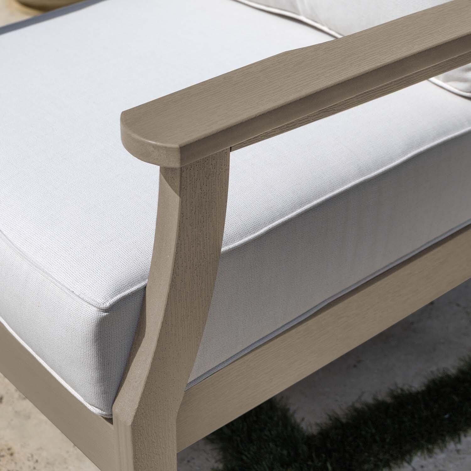 Blushing Bay Recycled Plastic Club Chair in Bliss Linen/Woodland Brown by Lakeview Outdoor Designs - Frame - Detail thumbnail