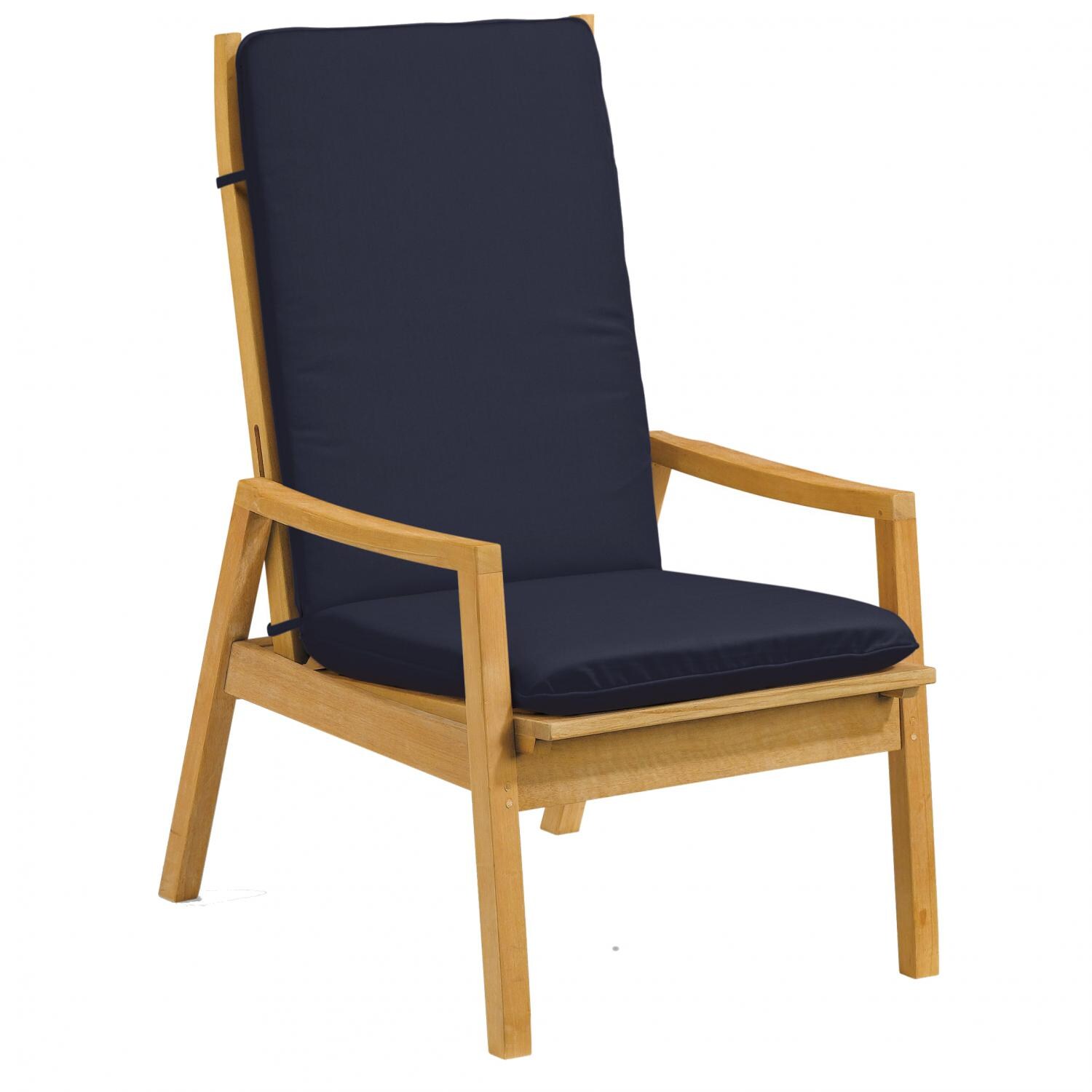 Siena Natural Shorea Reclining Patio Club Chair W/ Admiral Blue Cushions By Oxford Garden thumbnail