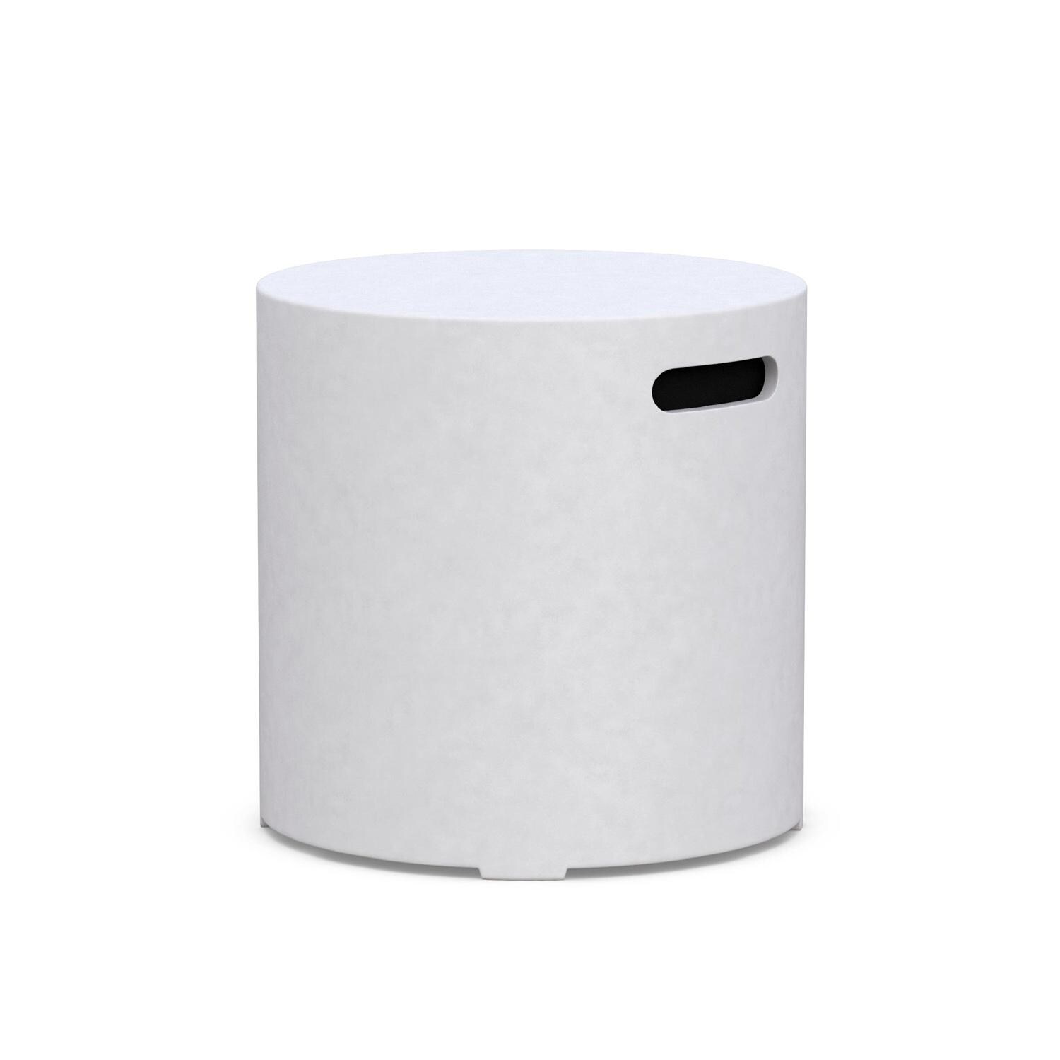 Azzurro Living Cabo 41 Inch Propane Fire Table W/ Tank Cover in White - Tank Cover Angled - White Background thumbnail