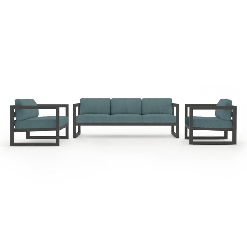 Misty Cove 3 Piece Seating Set in Slate w/Sofa & Cast Lagoon Cushions by Lakeview - Side View - White Background thumbnail