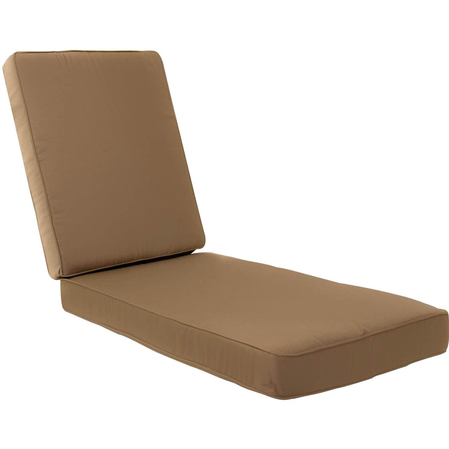 Extra Long Replacement Chaise Lounge Cushion With Piping - Canvas Cocoa thumbnail