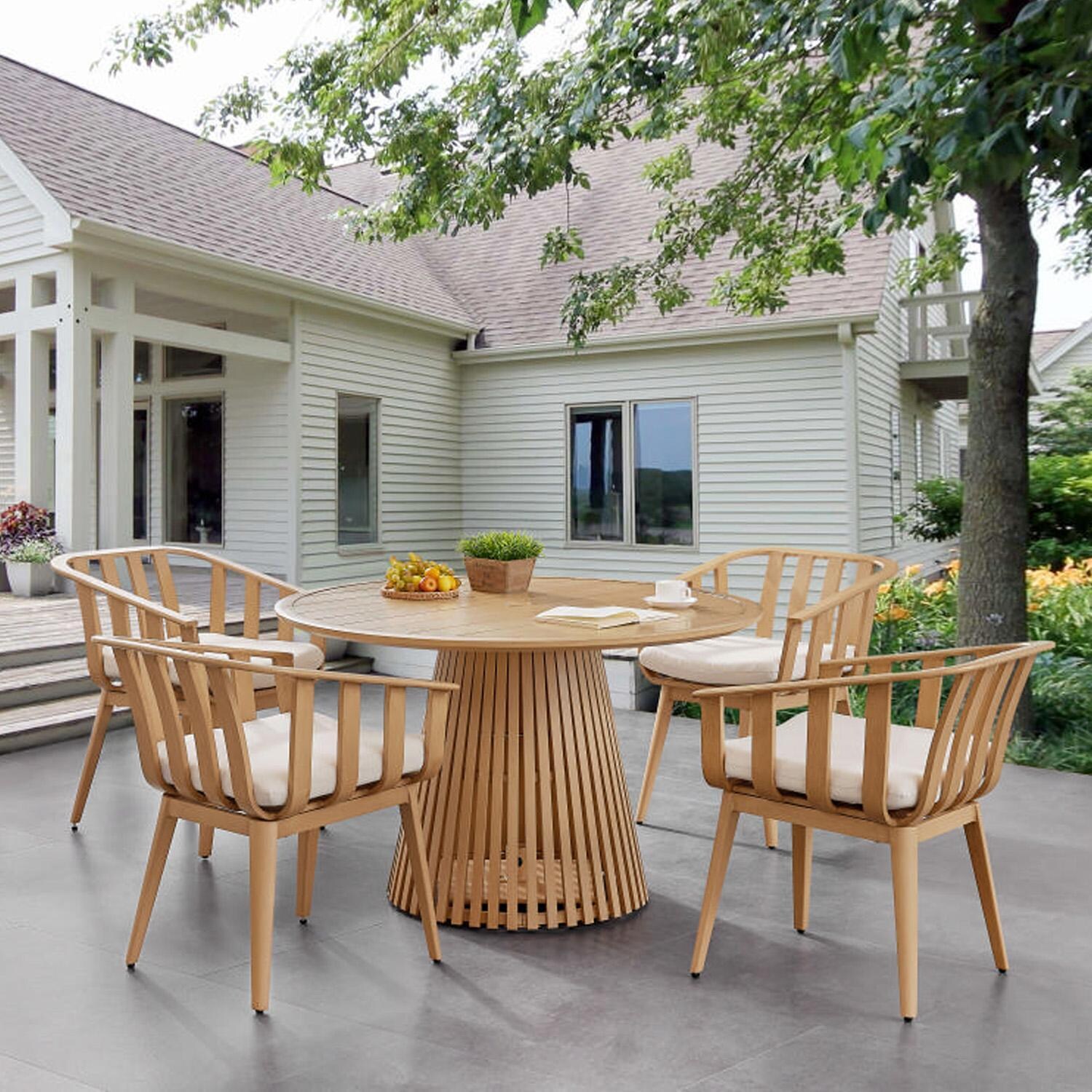 Ranch Pointe 5 Pc Set Aluminum Dining Set By Lakeview Outdoor Designs - On the Patio - Lifestyle thumbnail