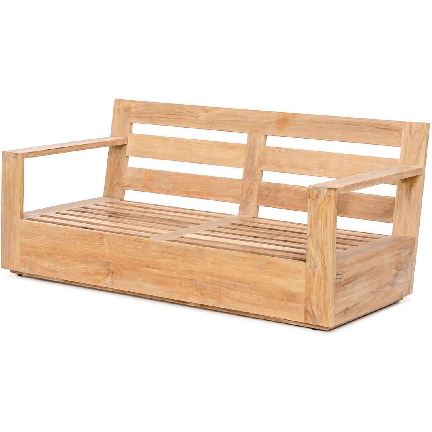 Teak + Table Atlantic Teak Patio Loveseat in Granite - Frame - White Background thumbnail