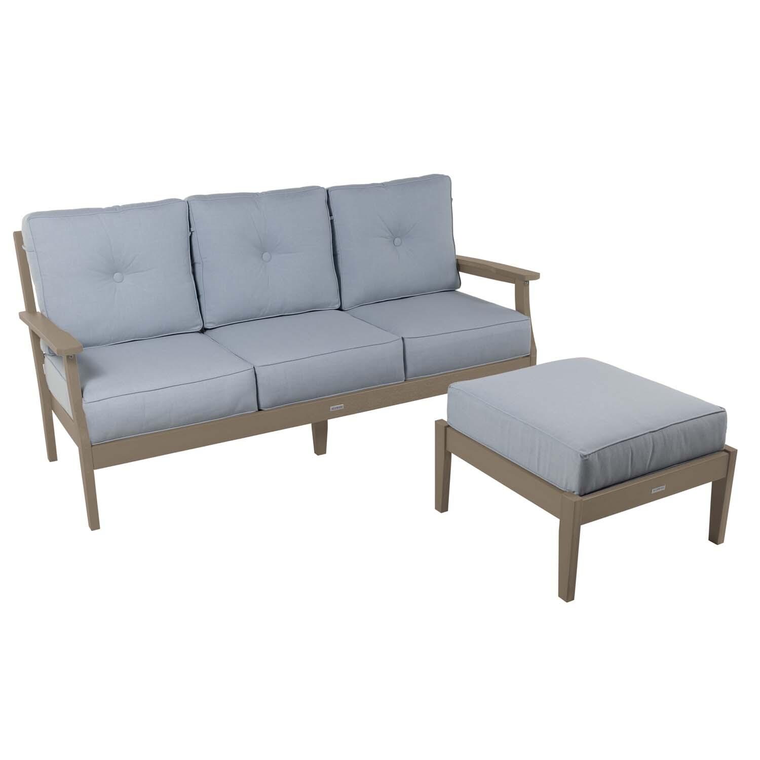 Blushing Bay 2 Pc Recycled Plastic Seating Set in Bliss Dew/Woodland Brown by Lakeview Outdoor Designs - White Background thumbnail