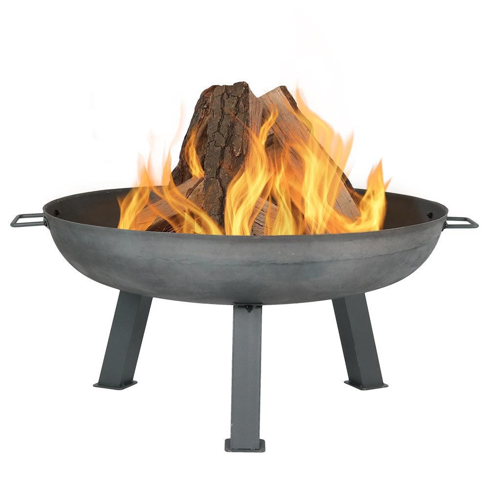 Ultimate Patio 30-Inch Dark Gray Cast Iron Rustic Wood Burning Fire Pit - In Use thumbnail