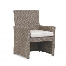 Coronado Wicker Patio Dining Arm Chair W/ Sunbrella Canvas Flax Cushion By Sunset West image
