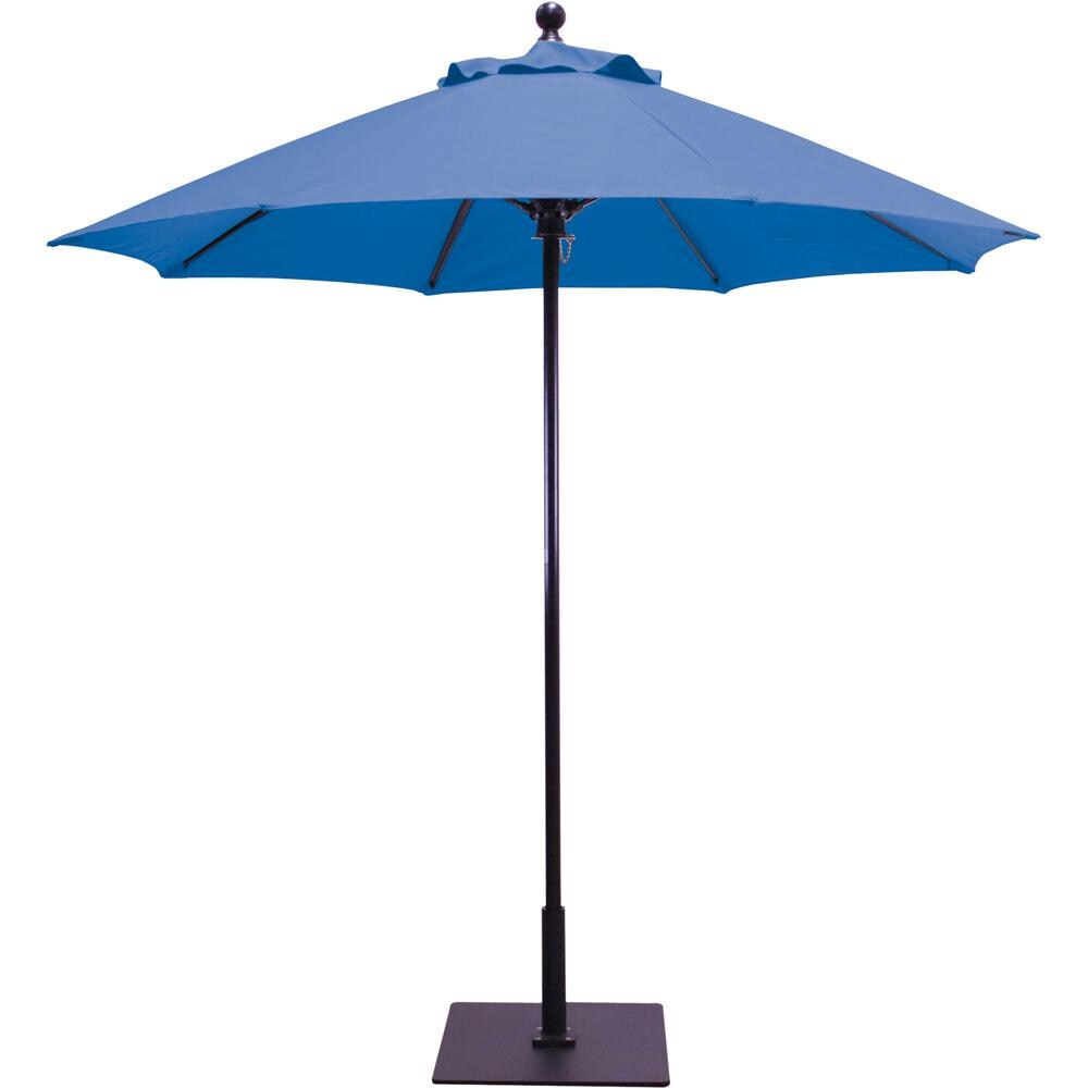Galtech 7.5 Ft. Octagonal Aluminum Patio Umbrella W/ Manual Lift - Black Frame W/ Pacific Blue Sunbrella Fabric (Umbrella Base Not Included) thumbnail