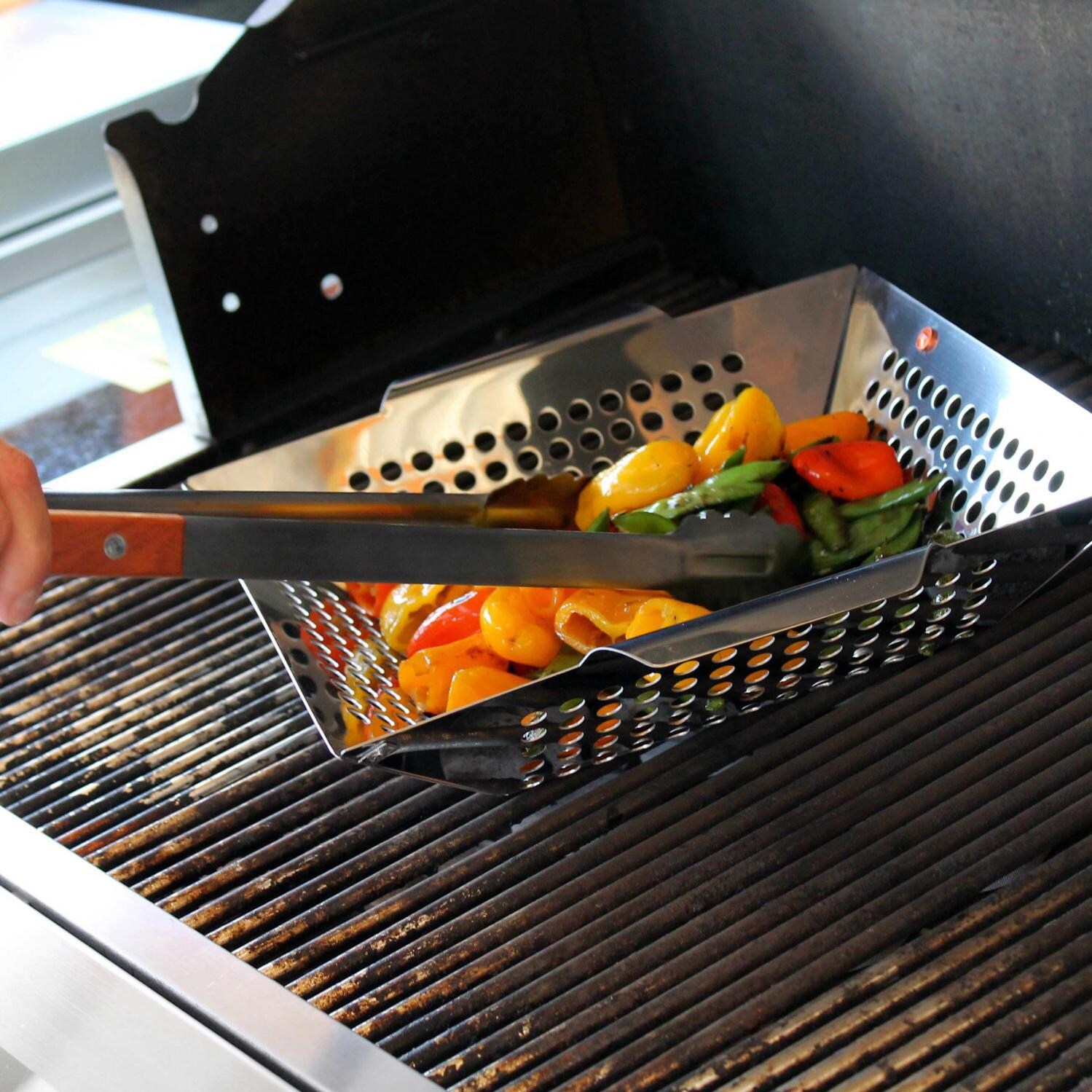 Outset Stainless Steel Grill Wok W/ Handles (Tongs Not Included) thumbnail