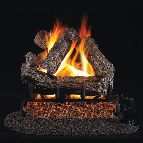 Peterson Real Fyre 16-Inch Rustic Oak Gas Log Set With Vented Propane G4 Burner - Manual Safety Pilot