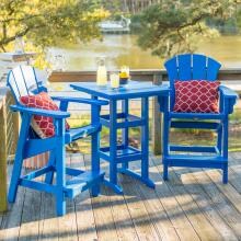 Pawleys Island Sunrise 3 Piece Poly Lumber Patio Counter Height Bar Set - Blue image