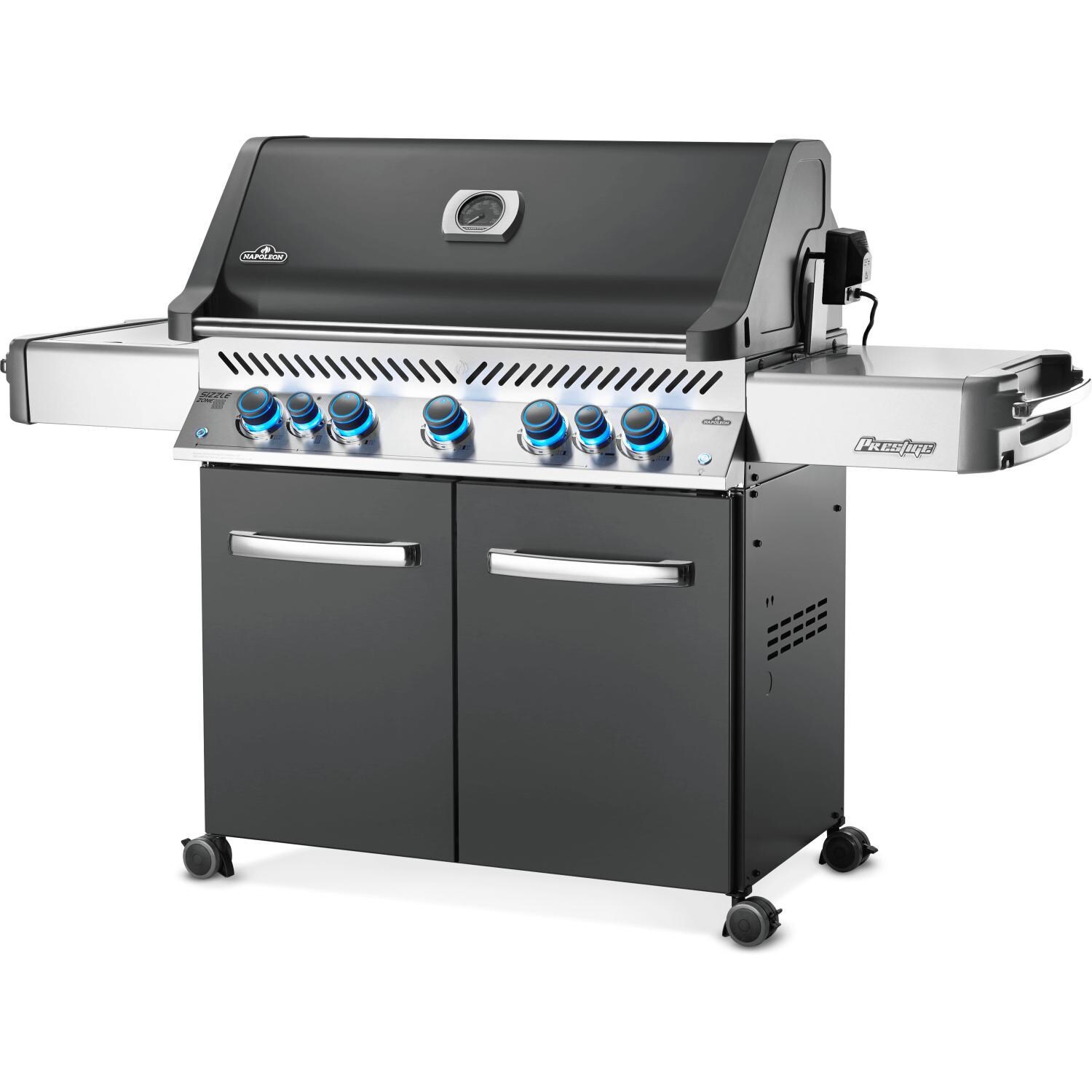 Napoleon Prestige 665 Propane Gas Grill with Infrared Rear Burner and Infrared Side Burner - Charcoal Grey - P665RSIBPCH (2019) - Angled View thumbnail