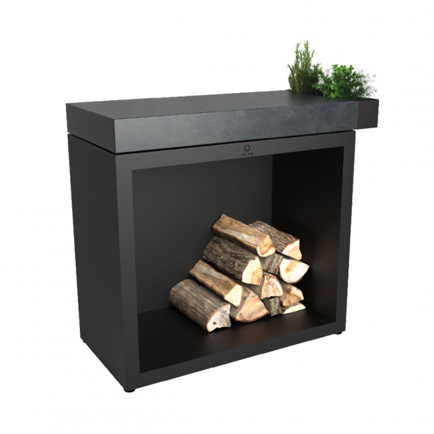 OFYR BBSB-90-CD Butcher Block Storage 90 Black Ceramic Dark Grey 41 Inch Food Prep Station - Display - White Background thumbnail