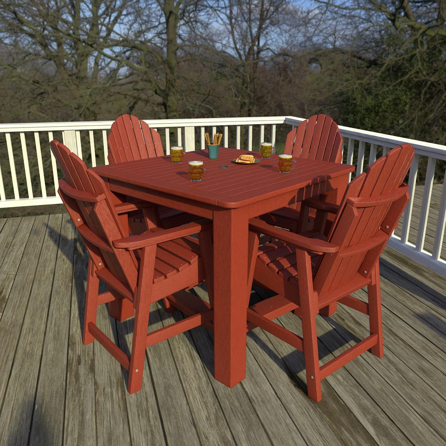Lakeview Outdoor Designs Dream Bay 5 Pc Recycled Plastic Square Counter Height Dining Set in Rustic Red by - LV-CNA44-RED