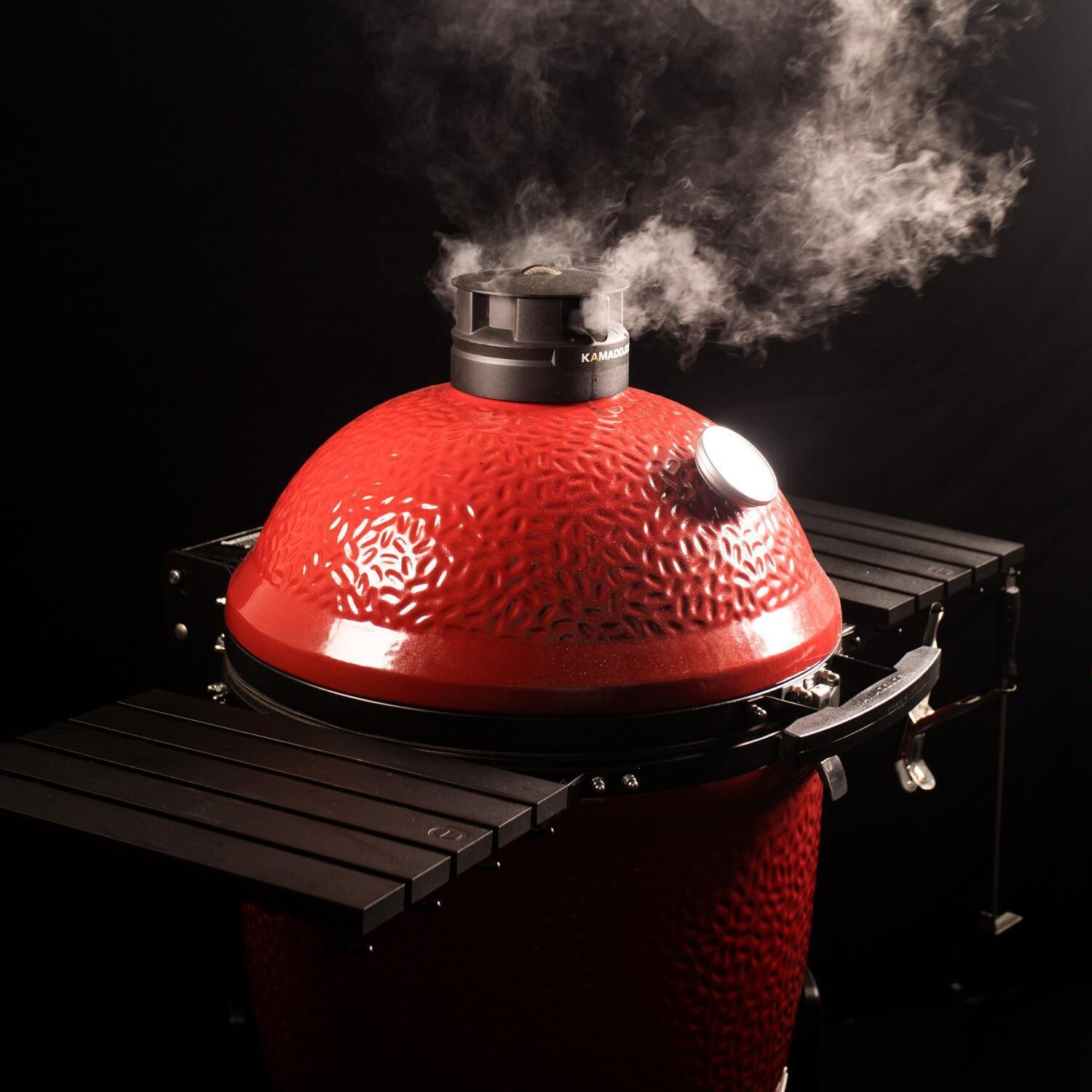 Kamado Joe BJ3PKG BIG JOE III Bundle - BJ24NRHCI Big Joe III 24-Inch Ceramic Kamado Grill - In Use - Detail thumbnail