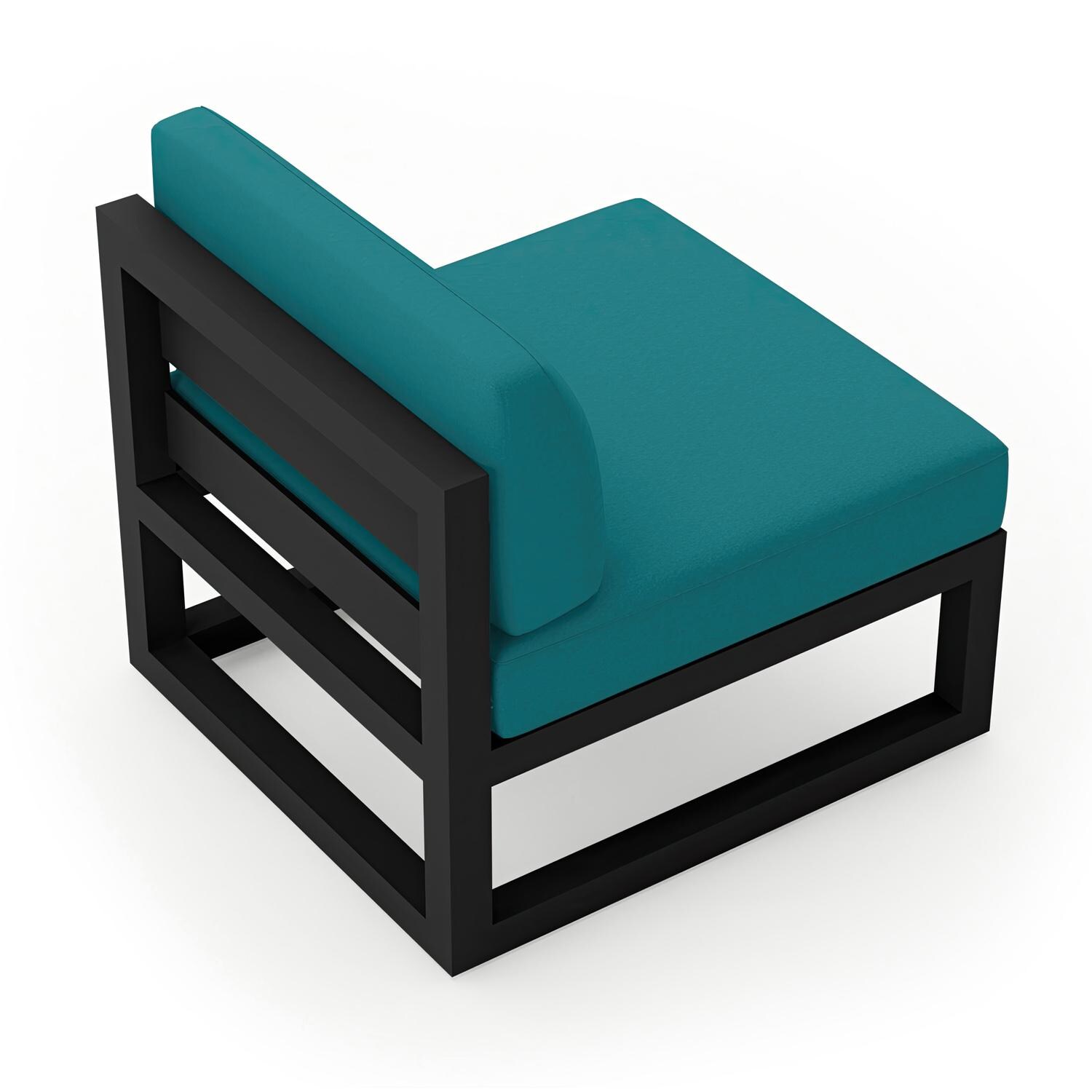 Lakeview  MSTYCV-BK-MS-PC Misty Cove Aluminum Middle Club Chair in Black w/Spectrum Peacock by Lakeview Outdoor Designs - Angled Back - White Background thumbnail