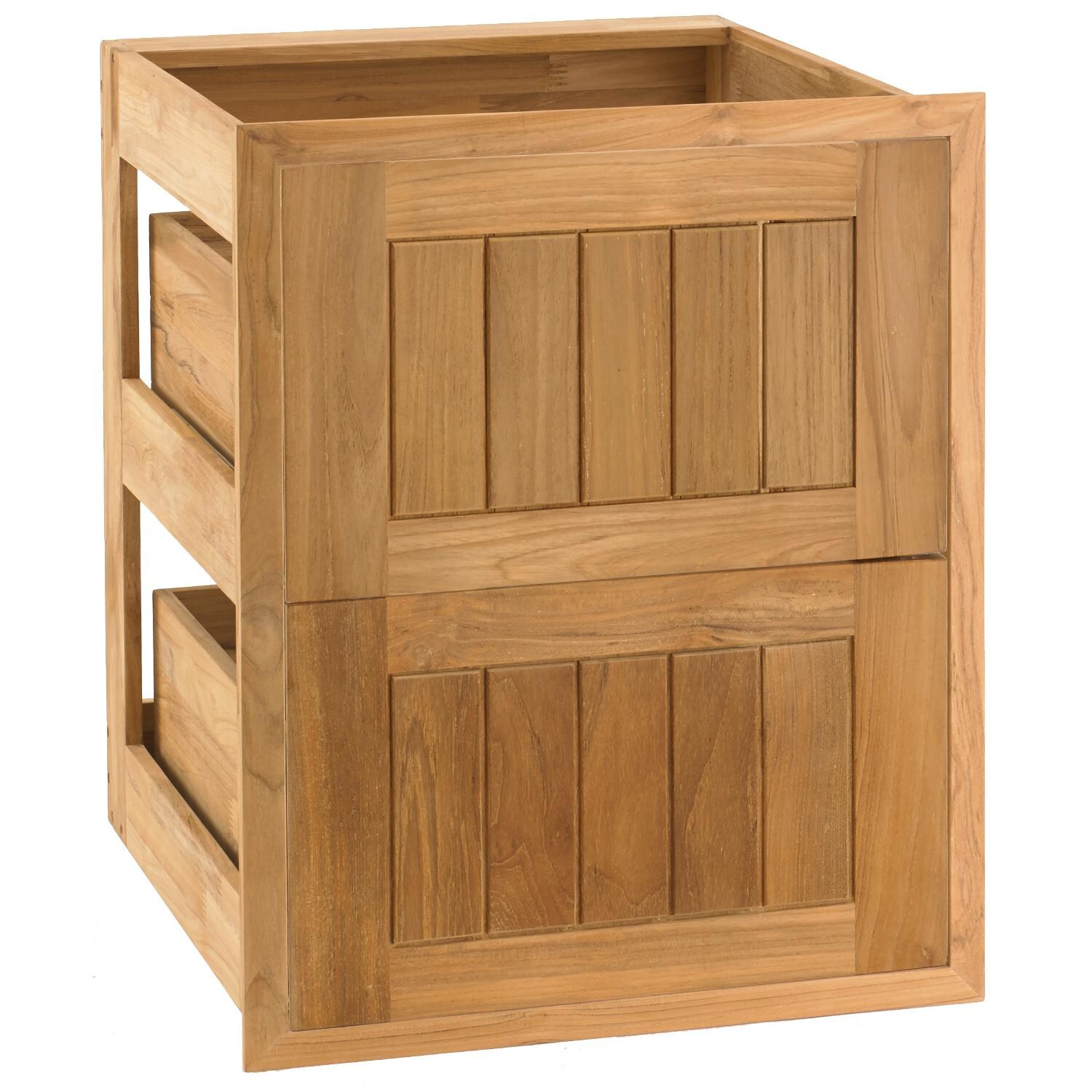 Pacific Teak UD2V-18C | Cottage 18-inch Teak Wood Double Access Drawer thumbnail